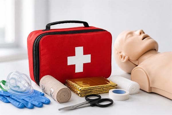 Trousse de premiers secours et matériel de secourisme pour formation SST en entreprise